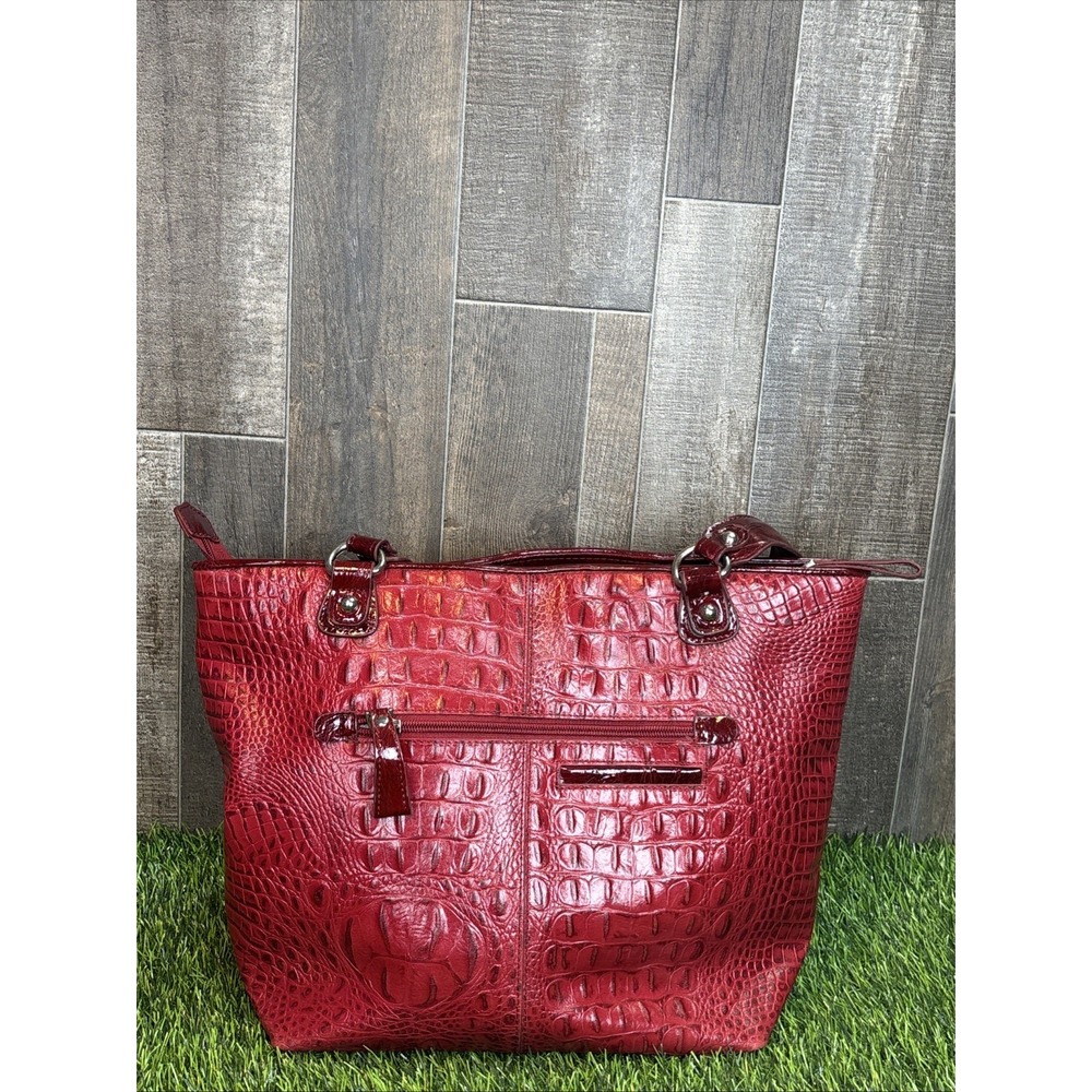 Marc Chantel Red Crocodile Embossed Tote‎ Bag Faux Leather Shoulder Purse